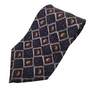Brandini Silk Necktie, Dark Gray Abstract Pattern - Like New